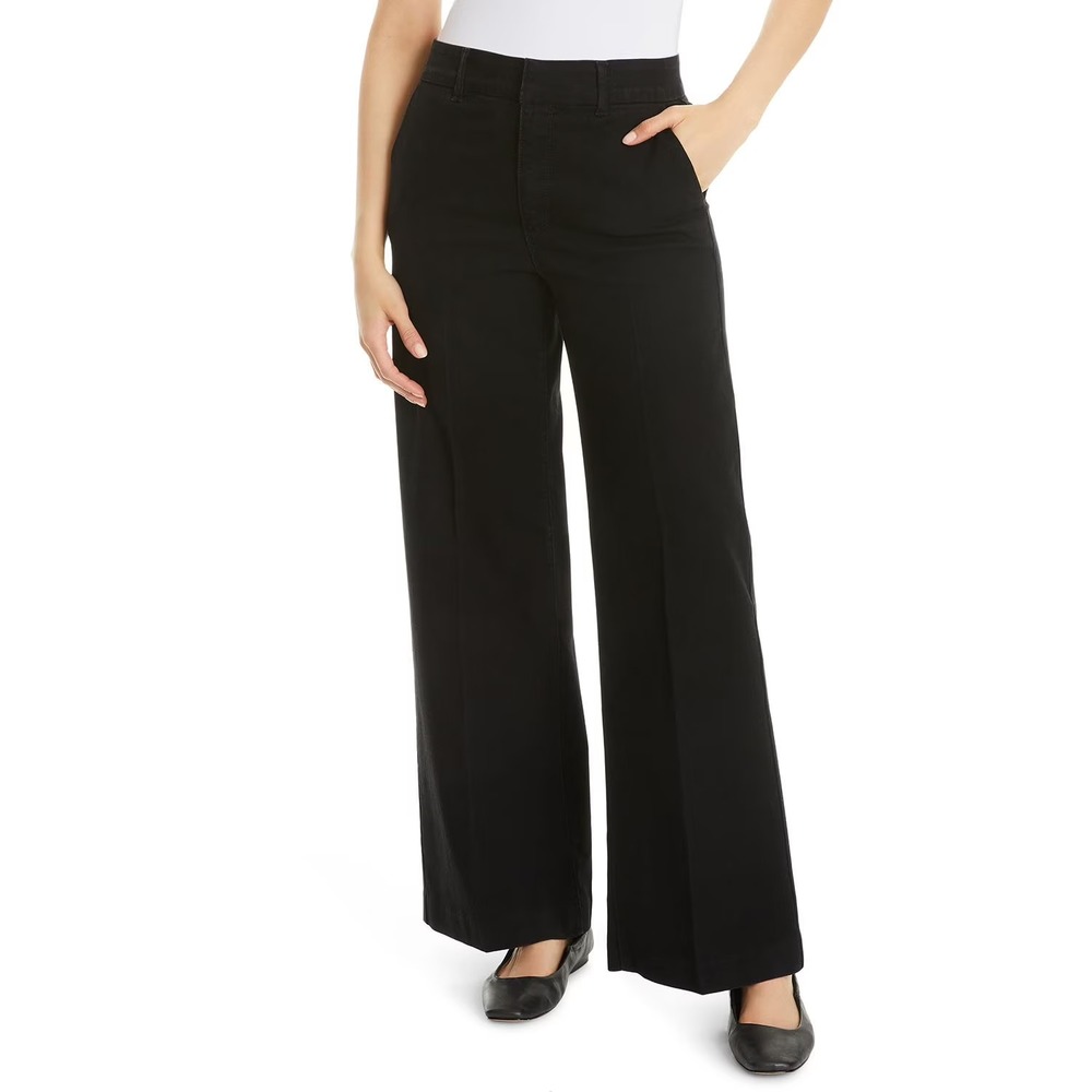 Nine West Women Black High Rise Wide Leg Trouser Pants Size 8